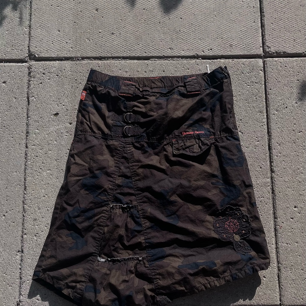 Brown camo Cargo Skirt with belt detail